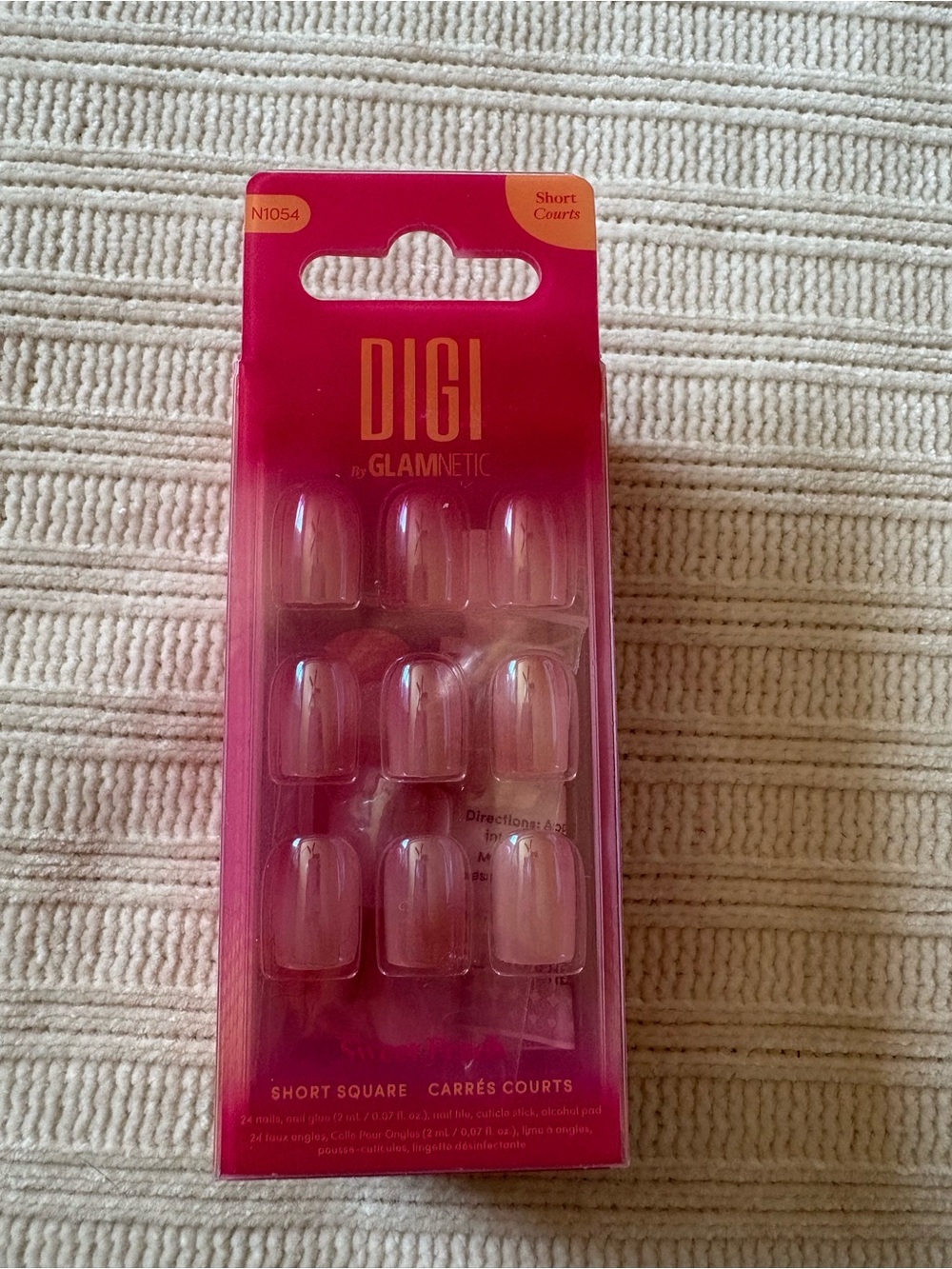 Digi  by Glamnetic  Short Square False Nails - Pink Sweet French